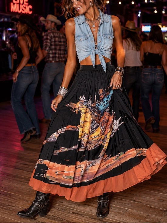 Lucky & Blessed Dresses & Skirts - 🤠 Lucky & Blessed | Maxi Skirt | horse cowgirl Print graphic | size M